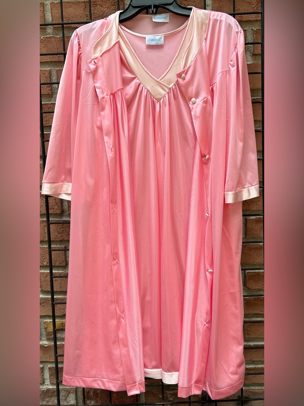 Vintage Pink Lorraine Nightgown and Robe Set